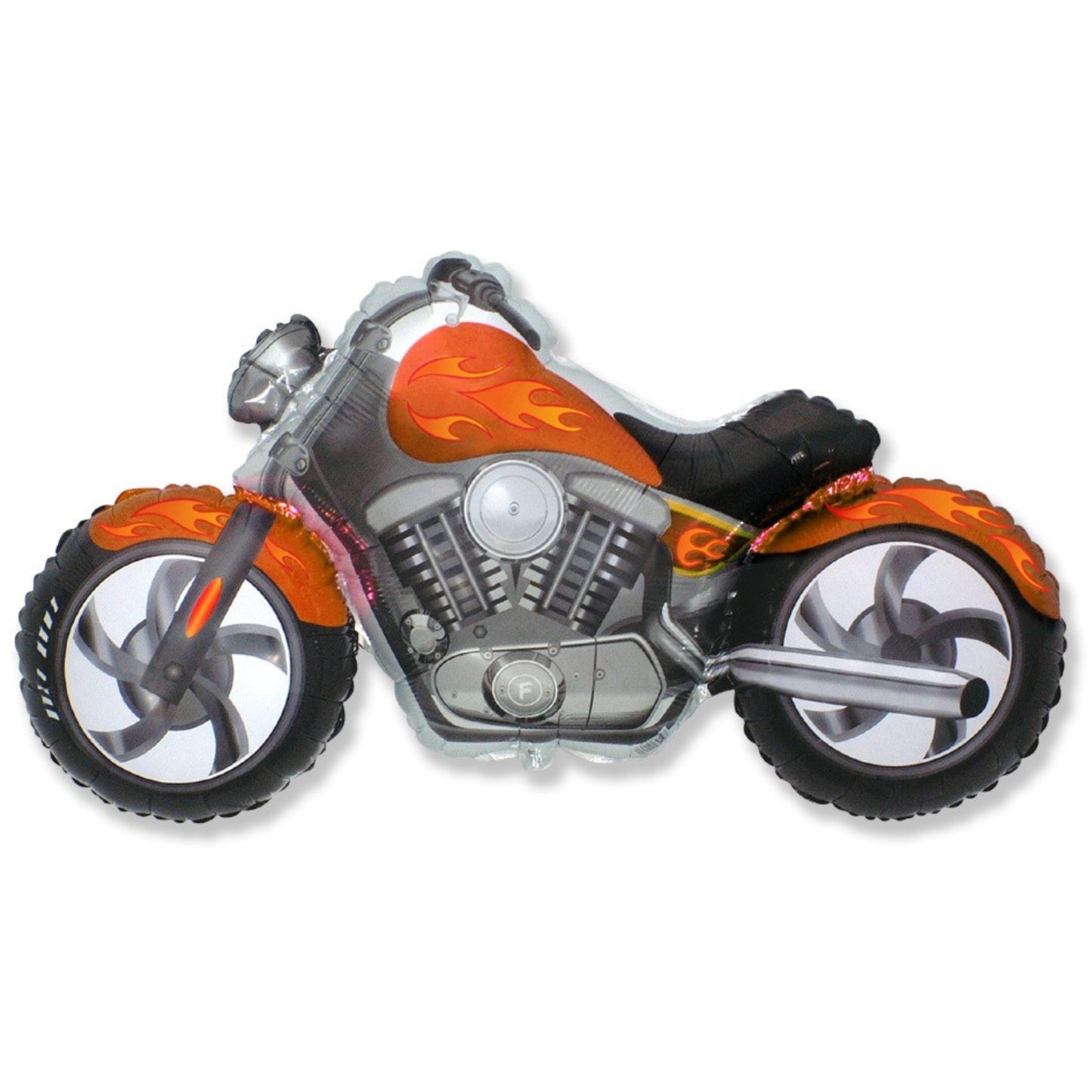 45"/ 114cm ORANGE FLAMES MOTORBIKE SUPERSHAPE FOIL BALLOON