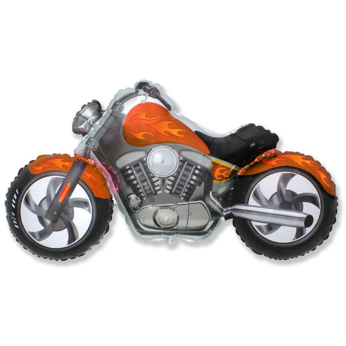 45"/ 114cm ORANGE FLAMES MOTORBIKE SUPERSHAPE FOIL BALLOON