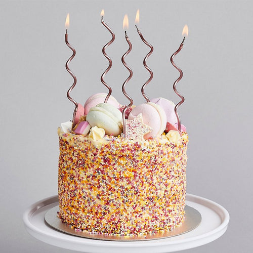 6"/ 15cm ROSE GOLD CURLY CANDLES (12 PACK)