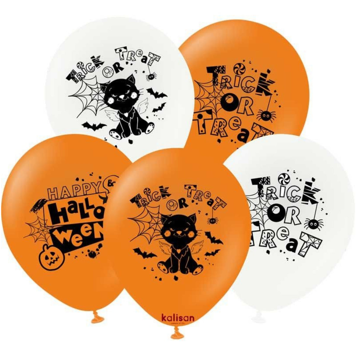 12"/ 30cm HAPPY HALLOWEEN / TRICK OR TREAT LATEX BALLOON (5 ASSORTED DESIGNS)