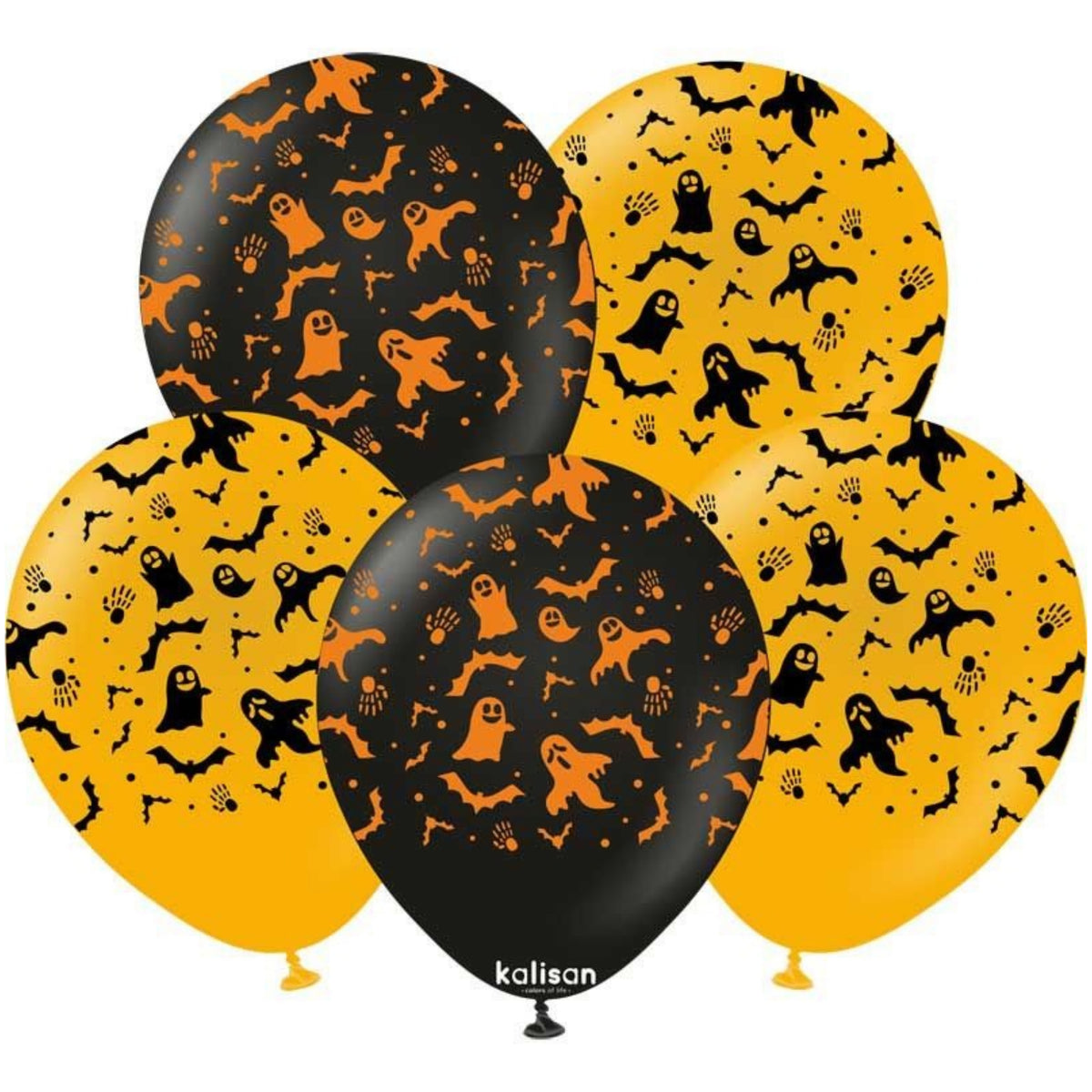 12"/ 30cm GHOSTS AND BATS HALLOWEEN LATEX BALLOON (2 ASSORTED DESIGNS)