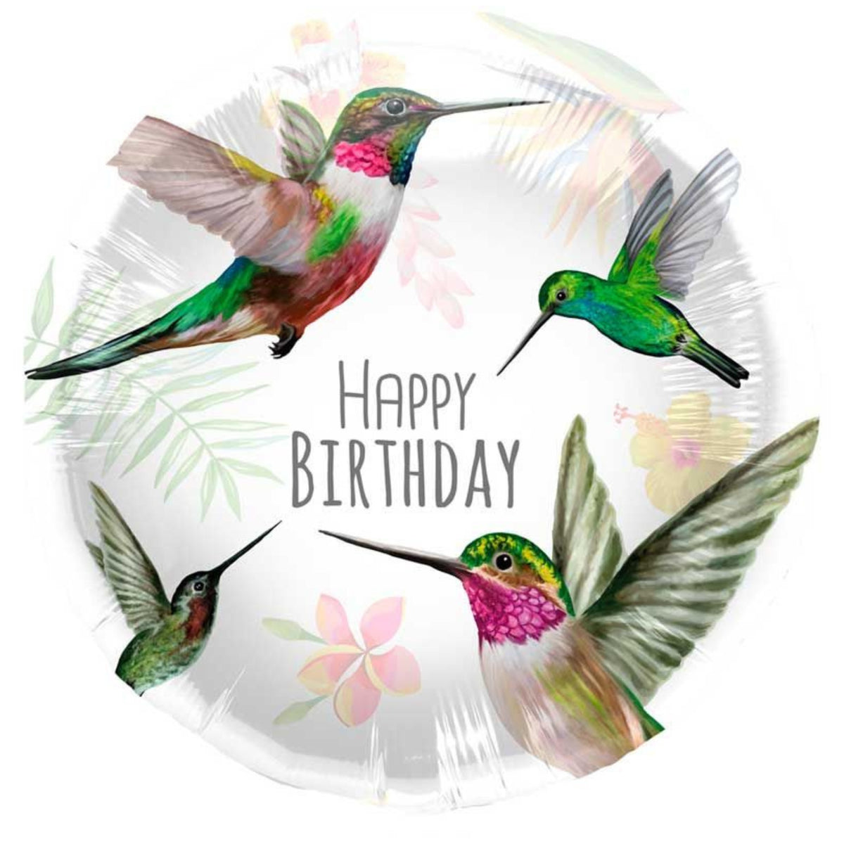 18"/ 46cm BIRTHDAY HUMMINGBIRD ROUND FOIL BALLOON