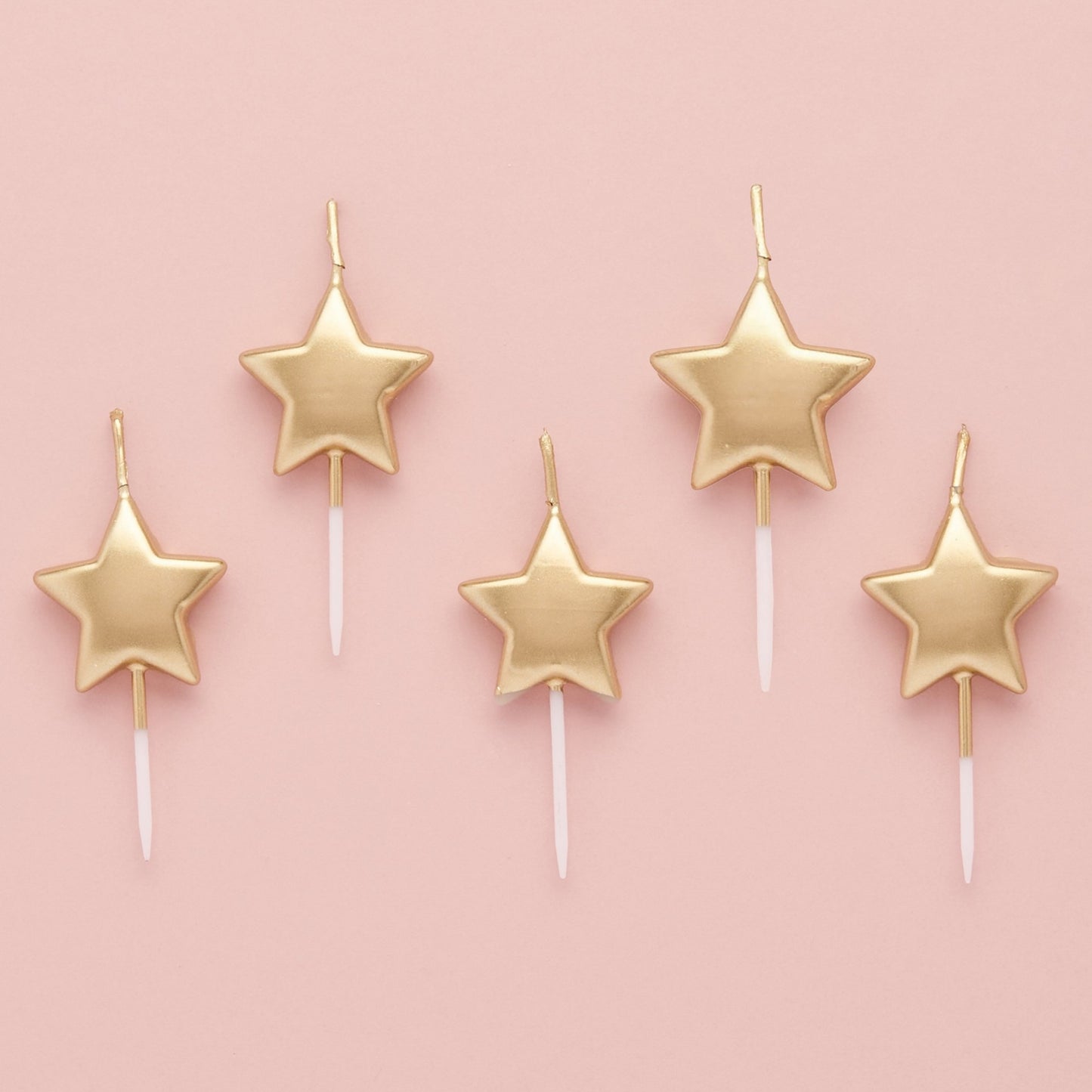 2"/ 5cm GOLD STAR CANDLES (5 PACK)