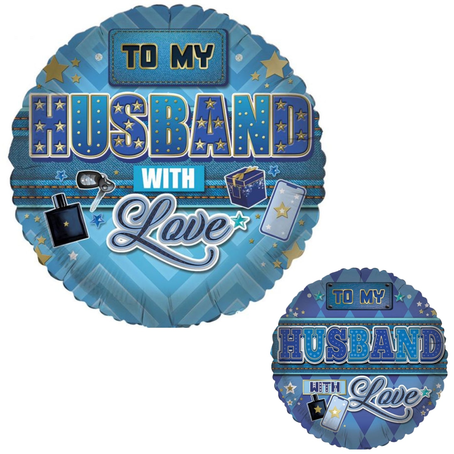 18"/ 46cm HAPPY BIRTHDAY HUSBAND DOUBLE-SIDED ROUND FOIL BALLOON