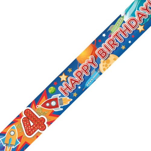 9ft / 2.7m BOYS 4TH BIRTHDAY BANNER