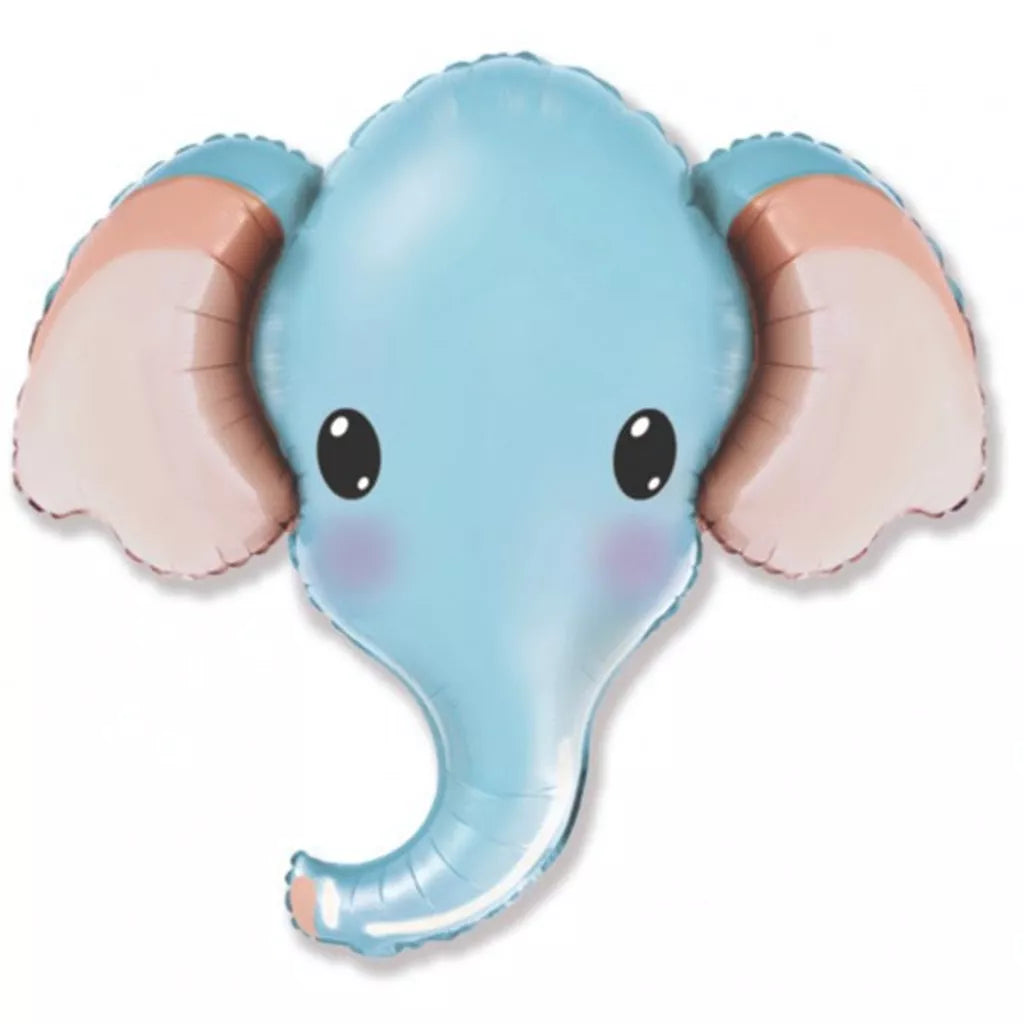 39"/ 99cm BLUE ELEPHANT HEAD SUPERSHAPE FOIL BALLOON
