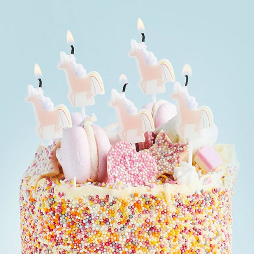 2.6"/ 6.5cm ENCHANTED UNICORN PICK CANDLES (5 PACK)