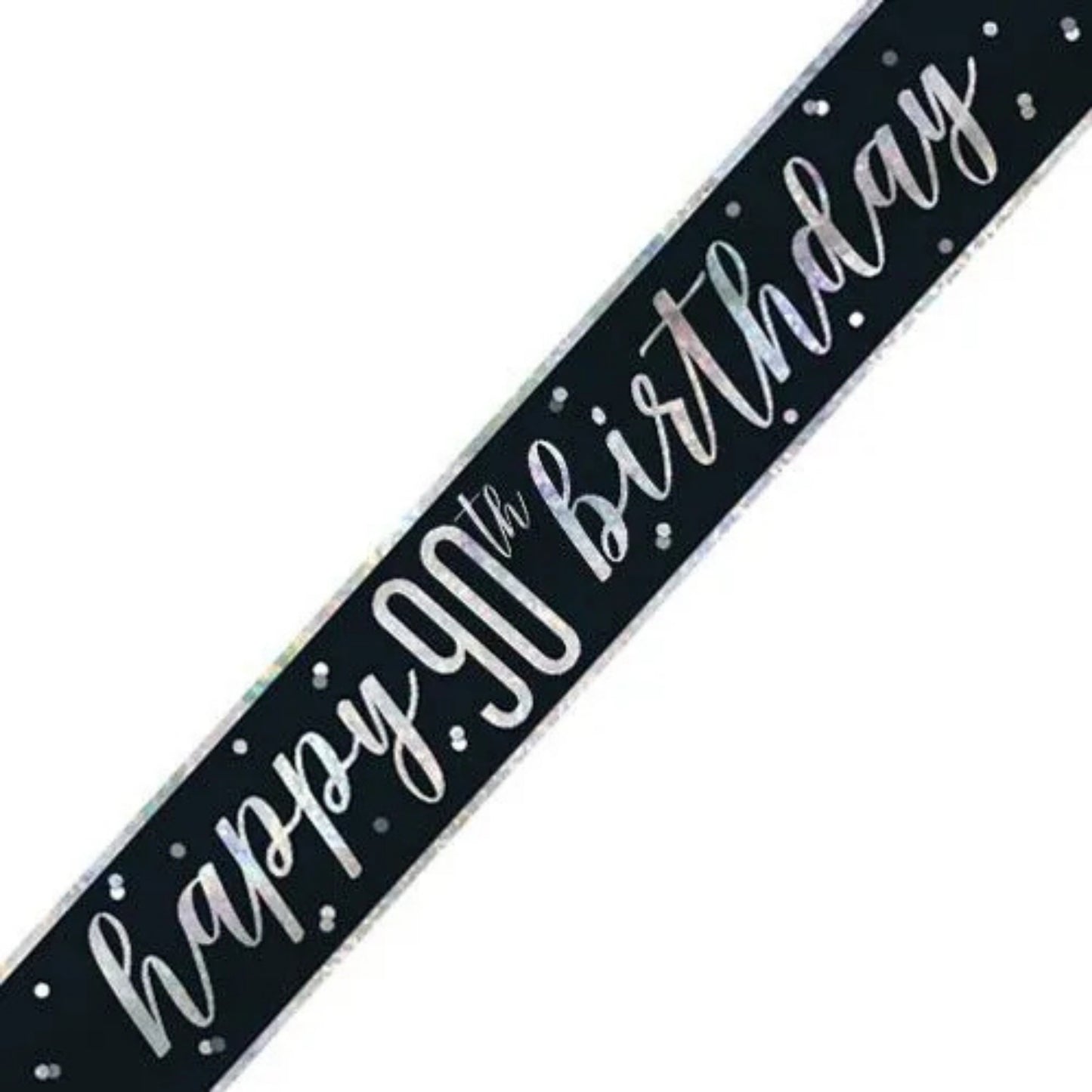 9ft / 2.7m GLITZ BLACK 90TH BIRTHDAY BANNER