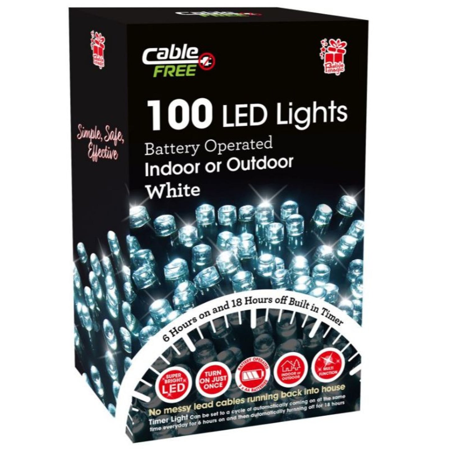 100 WHITE LED LIGHTS (BATTERY OPERATED)