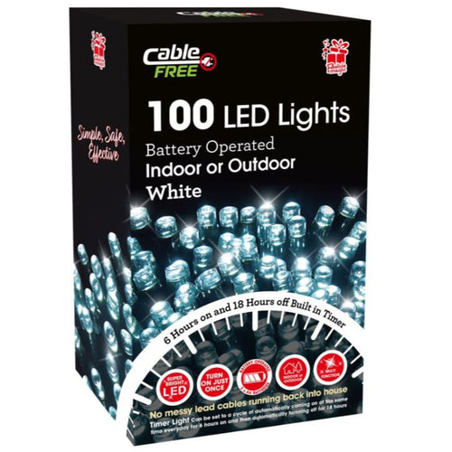 100 WHITE LED LIGHTS (BATTERY OPERATED)