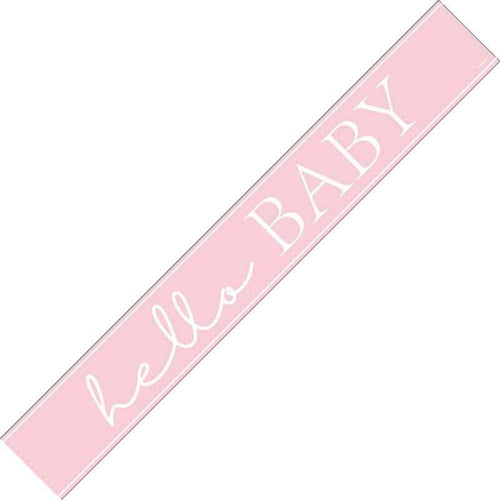 9ft / 2.7m PINK HELLO BABY FOIL BANNER