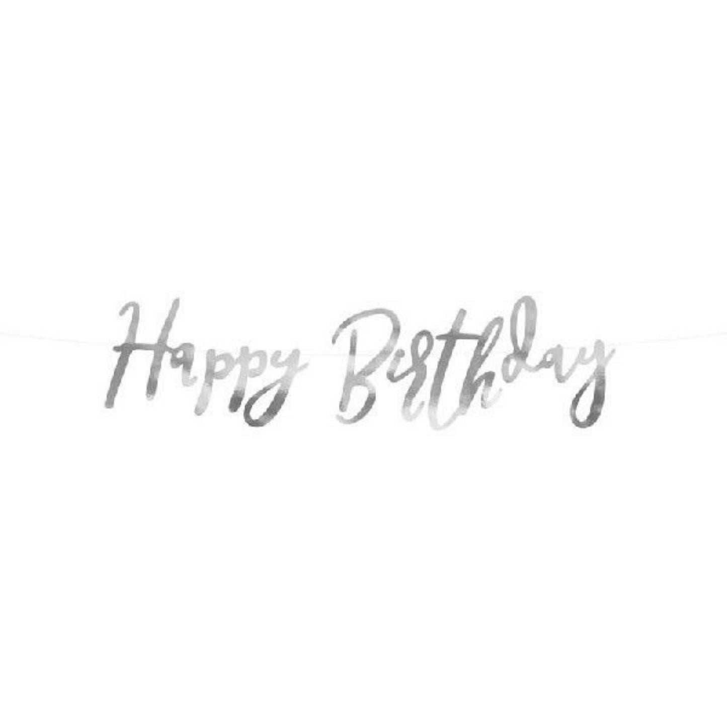 2ft / 62cm SILVER HAPPY BIRTHDAY DIE CUT BANNER