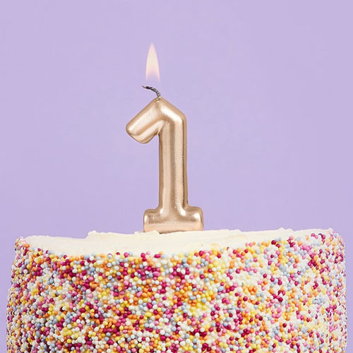 3"/ 8cm GOLD NUMBER '1' CANDLE