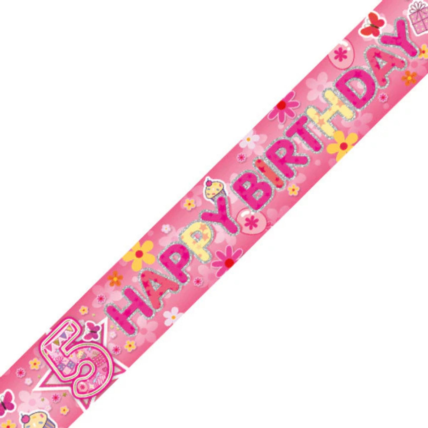 9ft / 2.7m GIRLS 5TH BIRTHDAY BANNER