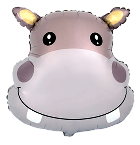 22"/ 56cm HIPPO HEAD SUPERSHAPE FOIL BALLOON