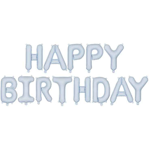 PASTEL LIGHT BLUE 'HAPPY BIRTHDAY' AIR FILL FOIL LETTER BALLOON KIT (134 x 14"/ 340 x 35cm)