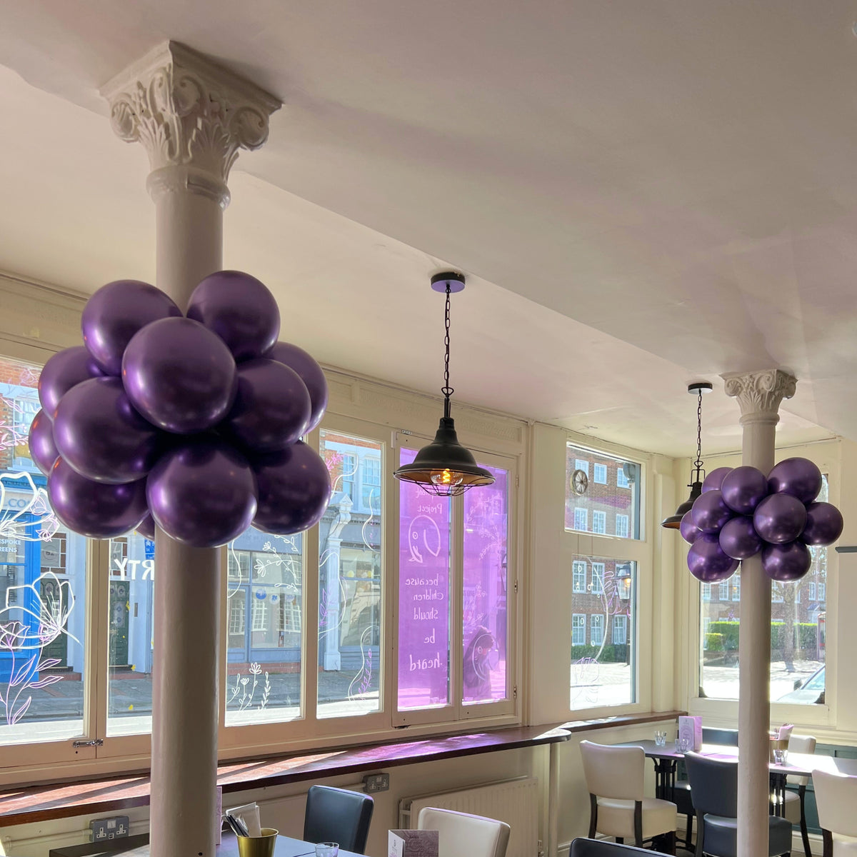 Violet Chrome Air-Filled Pillar Display - Clusters of 15